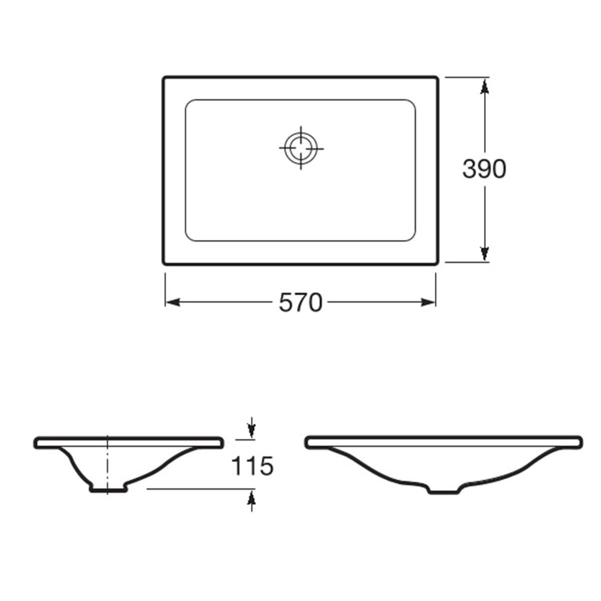 Roca Bacha de embutir Saitama - Medidas