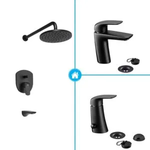 FV Epuyen Monocomando Lavatorio + Bidet + Ducha Negro