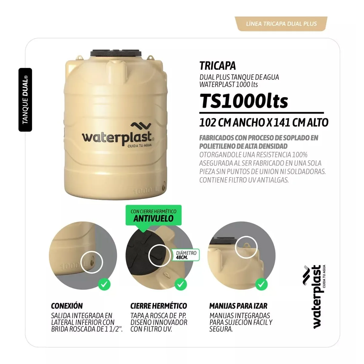 Tanque Waterplast 1000 lts