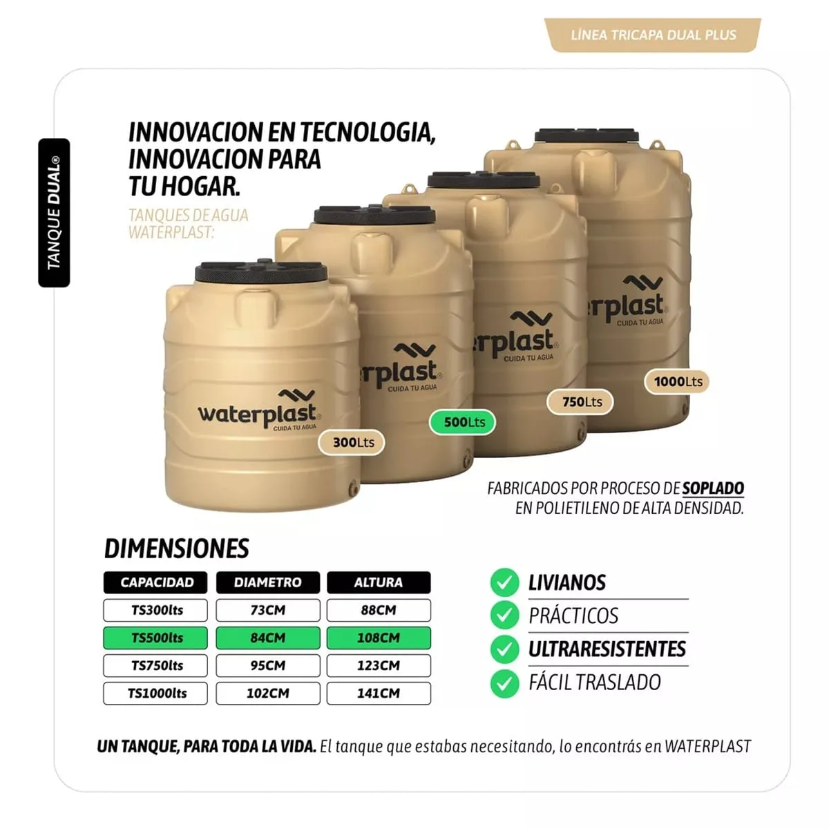 Tanque Waterplast 500 lts Comprar Medidas