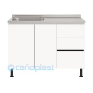Bajo Mesada c/ Mesada Acero Inox. Bacha Izquierda 1 mts