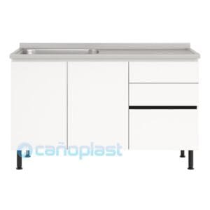 Bajo Mesada c/ Mesada Acero Inox. Bacha Izquierda 1.40 mts