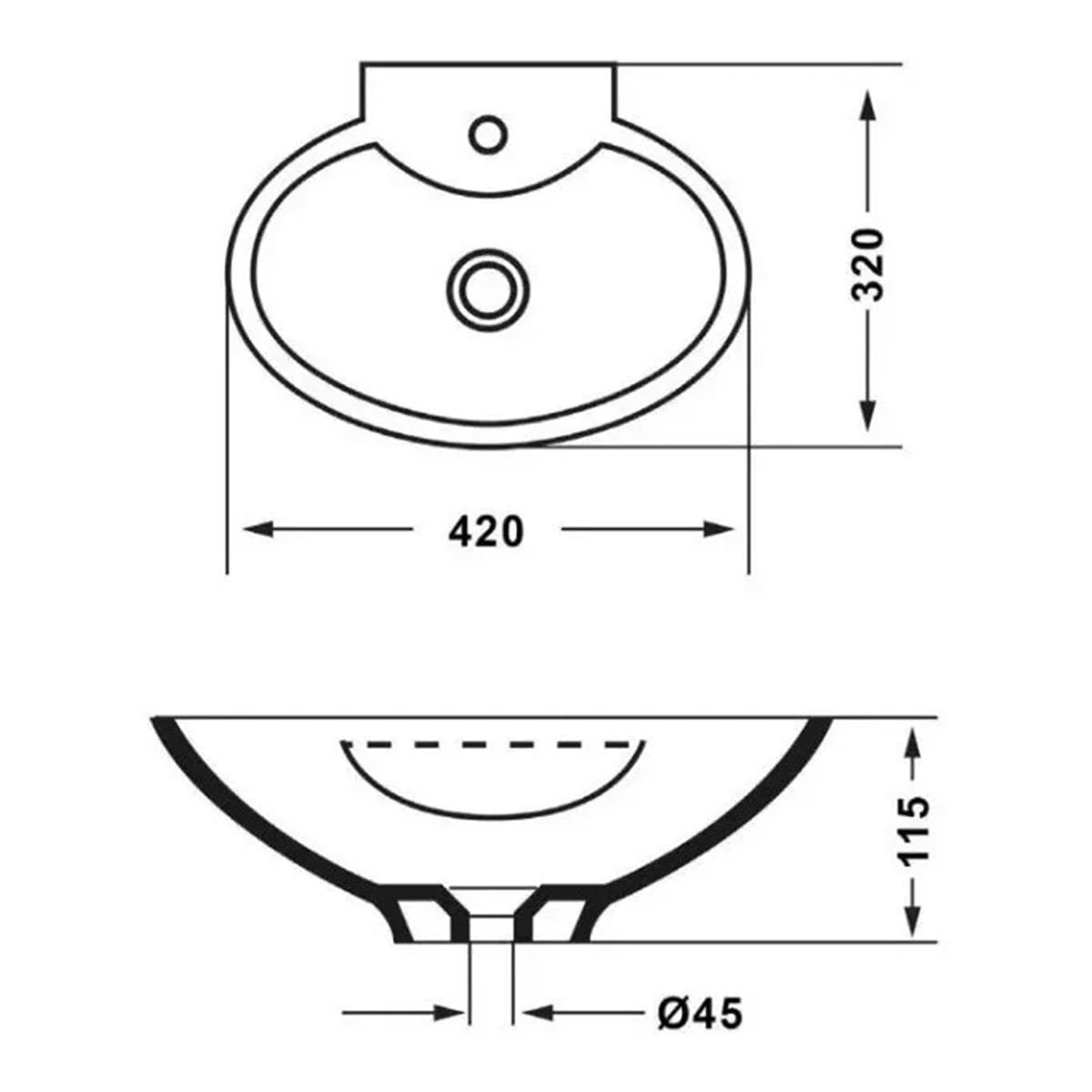 Cordenons Lavatorio Onix - Medidas